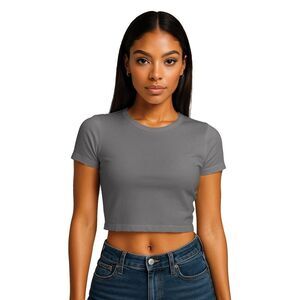 Casual Classics Womens/Ladies Combed Cotton Crop T-Shirt / Charcoal